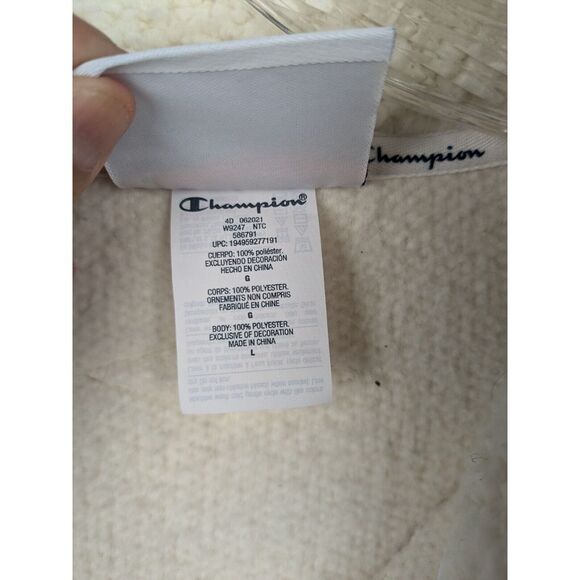 Champion Sherpa Jacket Women's Large Ivory 100% Polyester Authentic Quarter Zip - Picture 5 of 9
